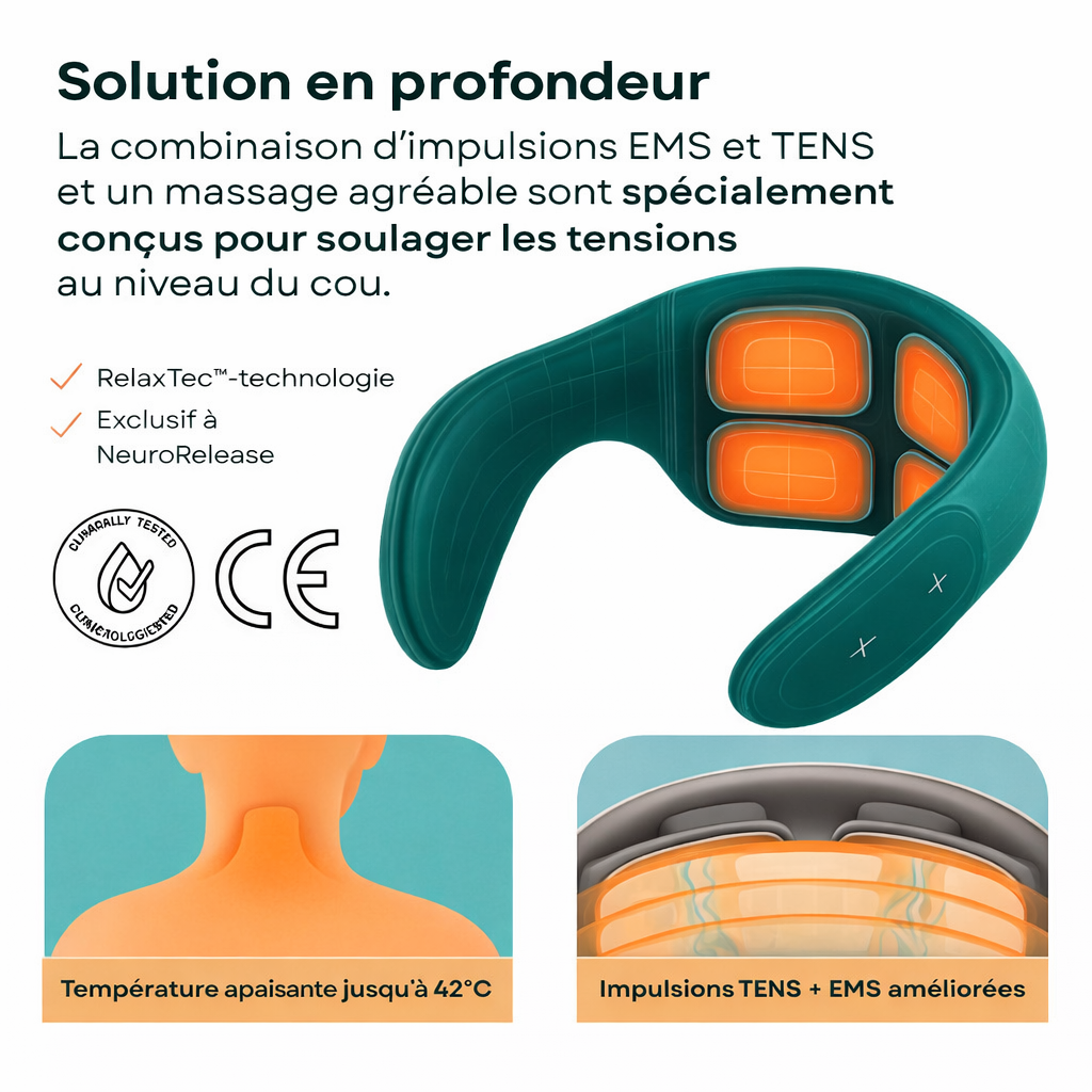 NeuroRelease™ Soulagement du cou | Élimine 92 % des tensions cervicales, maux de tête et picotements en 10 minutes