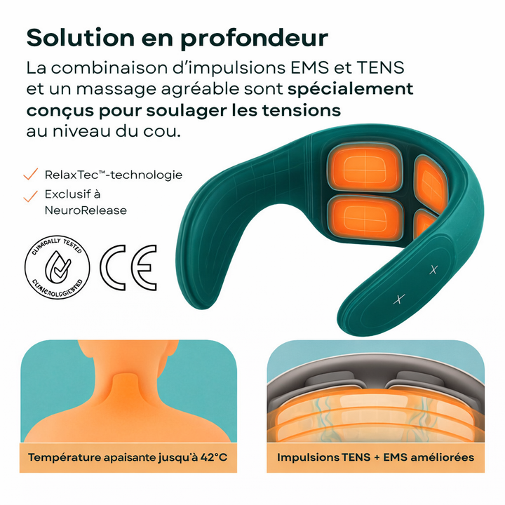 NeuroRelease™ Soulagement du cou | Élimine 92 % des tensions cervicales, maux de tête et picotements en 10 minutes