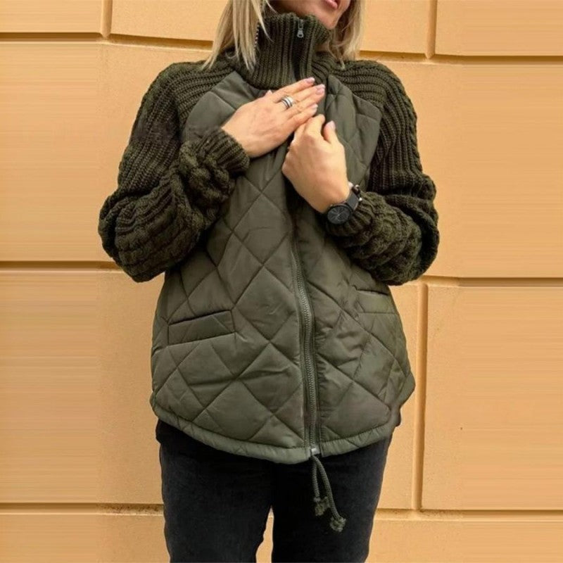 ⏳Offre à durée limitée : 50 % de réduction💥Veste matelassée patchwork tricotée pour femme