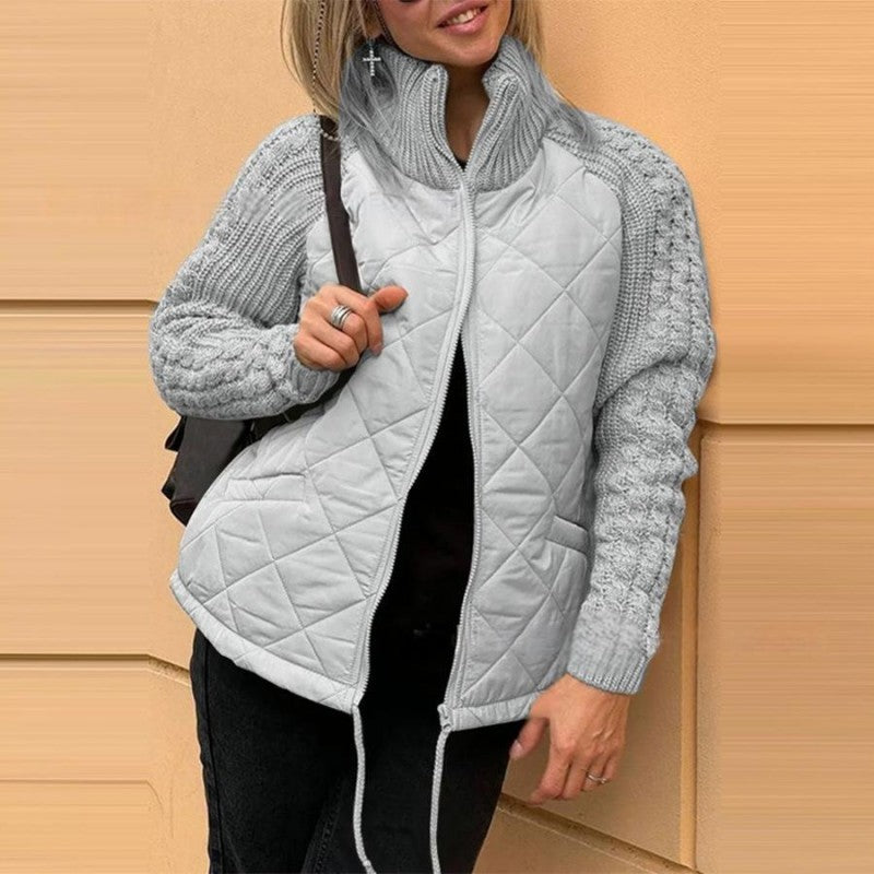 ⏳Offre à durée limitée : 50 % de réduction💥Veste matelassée patchwork tricotée pour femme