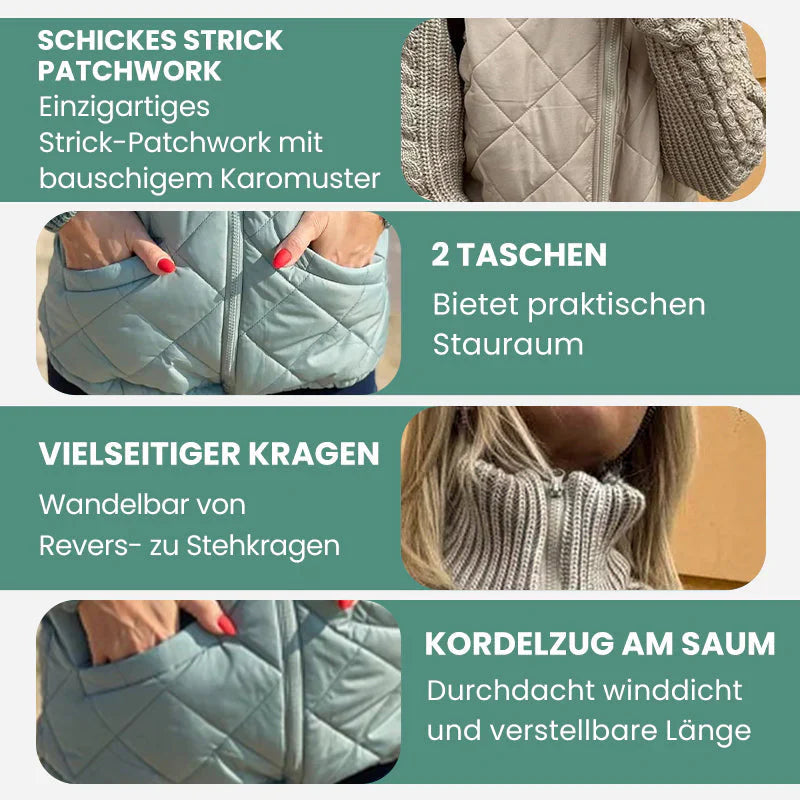 ⏳Offre à durée limitée : 50 % de réduction💥Veste matelassée patchwork tricotée pour femme