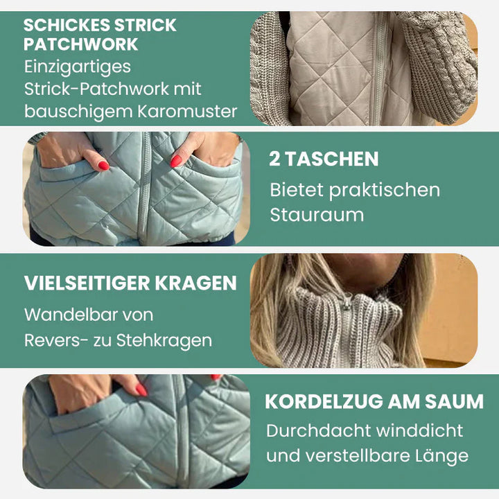 ⏳Offre à durée limitée : 50 % de réduction💥Veste matelassée patchwork tricotée pour femme