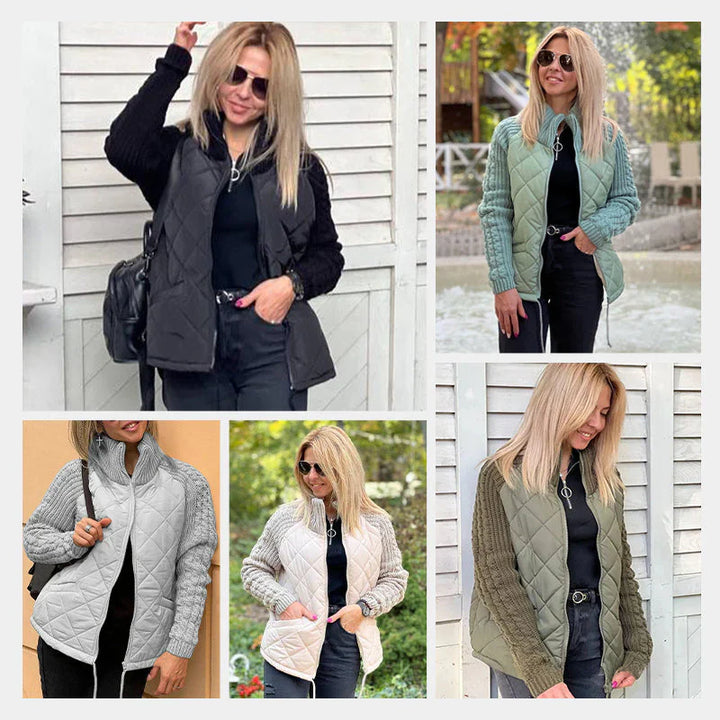 ⏳Offre à durée limitée : 50 % de réduction💥Veste matelassée patchwork tricotée pour femme